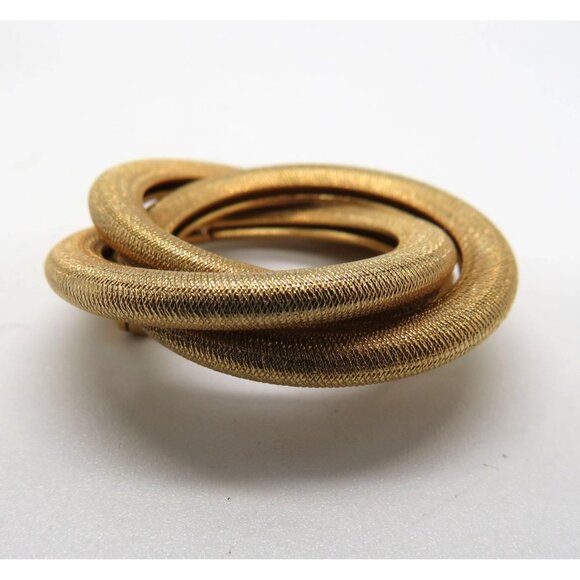 Vintage Sarah Coventry Brooch Twisted Circle Gold Tone Swirl Coiled Pin - Picture 7 of 11